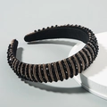Serre-tête baroque rembourré avec perles facettées noires et fils dorés tressés - Café Noir