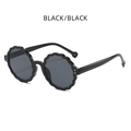 Lunettes de soleil rondes ondulées noires avec verres gris foncé pour enfants - Noir/Noir