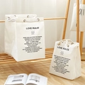 Sacchetti portaoggetti in tela bianco sporco con stampa LOVE RULES e manici in corda - 36x34x49cm / Bianco Love-Grande