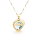 Goldene MOM Herz-Halskette mit hellblauem Geburtsstein-Inlay auf feiner Goldkette - Gold März (KN196891-K)