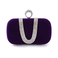 Violette Samt-Abendtasche mit U-förmigen Strassketten und edlem Ringverschluss - Lila
