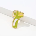 Thermometer shaped enamel brooch in light green and gold finish for healthcare workers - Thermometer Gun Shape