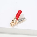Elegant gold-tone lipstick brooch featuring red enamel and sparkling rhinestones inlay - Lipstick Rhinestone Brooch