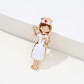 Cartoon nurse enamel brooch in white and gold finish for medical professionals - Winking Nurse