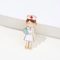 Cartoon nurse enamel pin with face mask and blue folder on minimalist white stand - Masked Nurse with Clipboard