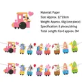 Cartoon animal paper banner with 8 pieces including raccoons and elephants, 3m length - Animal Train (KT-6)