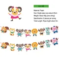 Detailed view of children's party banner featuring 8 cute cartoon animal paper cutouts - Cartoon Animal Theme (LU 02)