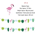 Detail of flamingo and palm leaf paper banner with 12x18cm dimensions and 3m length - Flamingo Theme (KT-3)