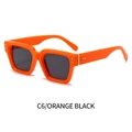 Fashionable square orange sunglasses with thick frames and dark grey lenses for women - Orange Frame Black Grey Lens (C6)