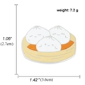 Süße Emaille-Anstecknadel im Dampfbrötchen-Design mit Maßen 2,7cm x 3,6cm und 7,2g Gewicht - Teigtaschen