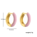 Detail view of pink enamel daisy earrings with dimensions 14.5mm and weight 2.7g - Pink Ear Hoops / 1 Pair