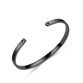 Detail of a sleek black titanium steel C-shaped cuff bracelet with a smooth polished finish - Heart Hole / 4mm / Black