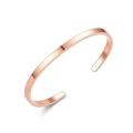 Polished rose gold stainless steel C-shaped open cuff bracelet in minimalist design - 4mm / Rose Gold