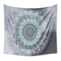 Bohemian mandala tapestry with teal and white patterns on a grey marble background - GT111203 / 73X95CM (Cross-border Brushed)
