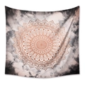 Bohemian mandala tapestry with intricate brown pattern on a misty grey background - GT111204 / 73X95CM (Cross-border Brushed)