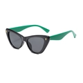 Occhiali da sole cat-eye retrò con montatura nera e stanghette verde brillante - Montatura Nero Verde Lenti Grigie