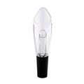Transparent red wine pourer and aerator with black silicone stopper on white background - Tulip Aerator Pourer / PP Bag
