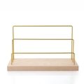 Three-tier jewelry stand with golden metal racks and solid wooden base for necklaces - 3-Layer / Gold
