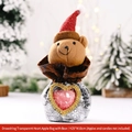 Christmas bear drawstring gift bag 25x10cm with heart window for candy or apple - Drawstring Transparent Heart Apple Bag Bear