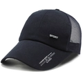 Casquette de baseball bleu marine en maille respirante avec badge Sport et texte blanc - Réglable / Bleu Marine