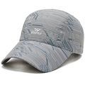 Quick-dry grey baseball cap with circuit board geometric pattern and curved brim - Adjustable / Light Gray