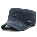 Heren cadet cap van gewassen donkerblauw denim met vintage textuur en mode-logo - Marineblauw