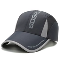 Dark grey quick-dry baseball cap with breathable side mesh panels and sporty lettering - Adjustable / Dark Gray