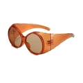 Fashionable amber round sunglasses with oversized frame and shutter texture design - Tea Frame Tea Lens