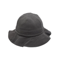 Dark grey breathable cotton sun hat for children featuring a wide wavy protective brim - 46-50cm (2-6 Years) / Dark Green