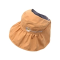 Ginger yellow children's sun hat with daisy embroidery and wide ruffled brim for summer - Yellow