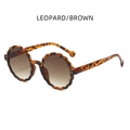Lunettes de soleil rondes ondulées à motif léopard avec verres bruns dégradés - Léopard/Brun