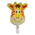 Mini giraffe head foil balloon with red spots and white stick for cartoon theme parties - Mini Giraffe Head