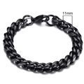 Detail shot of 11mm matte black Cuban link chain bracelet for men with premium texture - 11mm Black