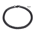 Detailed close-up of 5mm wide black stainless steel Cuban chain bracelet with lobster clasp - 5mm Black