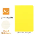 A5 yellow notebook with 60 ruled pages and 210x140mm dimensions in a functional view - A5 Lined Notebook / Yellow