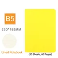 B5 yellow minimalist notebook with lined pages 30 sheets and 260x185mm soft cover - B5 Lined Notebook / Yellow