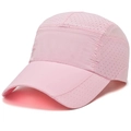 Pink breathable quick-dry sports cap with laser-cut ventilation holes and mesh side panels - Adjustable / Pink