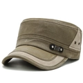 Olivgrüne und khakifarbene Cadet Cap aus Canvas mit Metall-Logo und Belüftungslöchern - Verstellbar / Armeegrün