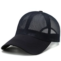 Deep blue breathable mesh baseball cap with triple-stitched brim for summer sports - Adjustable / Navy Blue