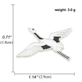 Flying crane enamel brooch in black and white with dimensions 1.14x0.71 inches - Crane(A00707)