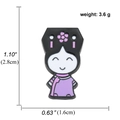 Cartoon ancient lady enamel brooch in purple dress with dimensions 2.8cm by 1.6cm - Cartoon Character (A00706)