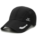 Quick-dry black mesh baseball cap with side logo and breathable panels for running - Black