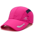 Breathable rose red quick-dry baseball cap with side mesh and reflective brim pattern - Rose Red