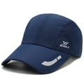 Dark blue quick-dry baseball cap with breathable mesh and reflective brim detail - Navy Blue