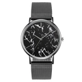 Orologio uomo con quadrante in marmo nero e cinturino in maglia d'acciaio grigio scuro - Quadrante con Trama in Marmo Nero / Grigio
