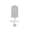Silver nail ring with zircon pavé and floral spiral design for manicured look - Zirconia Pave Rectangular Nail Ring (10128)