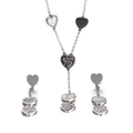 Conjunto de joyas de corazón plateado con collar en Y y pendientes de pedrería - Color Acero (KS118185-KSP)