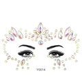 Luminous AB white resin face jewel stickers with iridescent crystal gems style Y0014 - Y0014 Focused Iridescent Gems