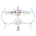 Luminous breast jewel stickers with white AB resin crystals and pearls, model Y0018 - Y0018 Chest Gems
