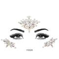 Luminous AB crystal face jewels sticker with teardrop and round rhinestones in model Y0029 - Y0029 Navette Face Gems